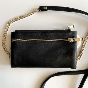 Black Leather Wallet on Chain
